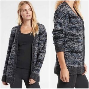 Athleta Merino Wool Blend Cozy Comfy Casual Relaxed-Fit Camo Sweater Cardigan L